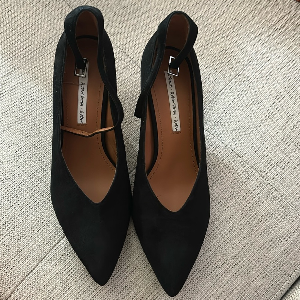 Black suede heels